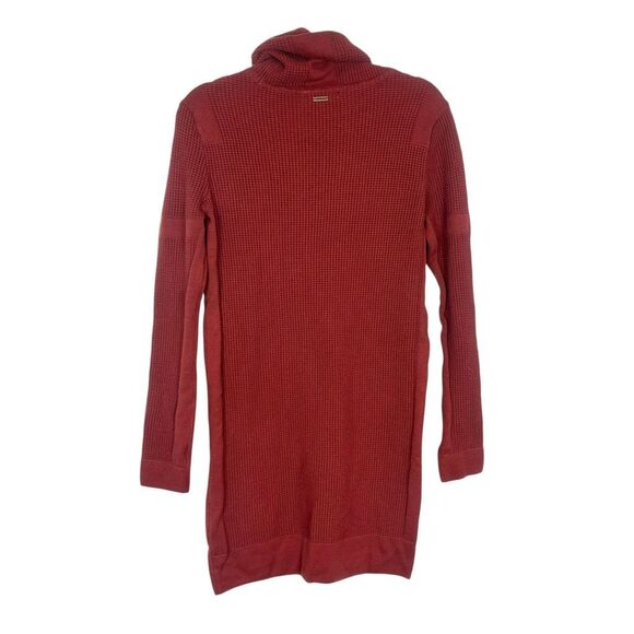 Prana Masina Sweater Dress Women's Large Rust Waffle Knit Thermal Cowl Neck L - Picture 3 of 12